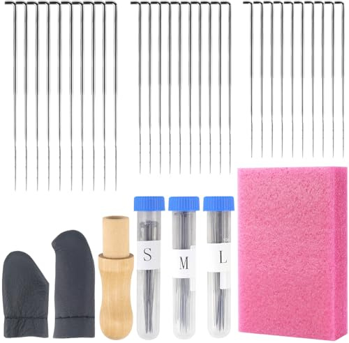 TUZHE Filznadeln Set Nadelfilz Set Filzen Nadeln Filznadeln | zum Trockenfilzen mit Nadeln in 3 Größen Nadelgriffe aus Holz Nadelflaschen Schaumstoffpolster Fingerbett Wollfilzwerkzeug