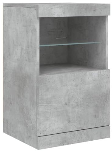 vidaXL LED Sideboard in Concrete Grey - Modern Storage Cabinet with Engineered Wood and Glass - Ideal for Living Room or Office