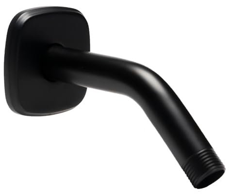 BSTIIU Braccio doccia angolato da 15,2 cm, braccio curvo per soffione doccia, braccio doccia in acciaio inox con flangia, nero opaco