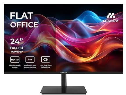 MISURA Büro Monitor 24 Zoll QM24DFI - 75 Hz, FullHD 1920x1080, 8ms (GtG), HDMI 2.0, VGA, Low Blue Light Reduktion, VESA