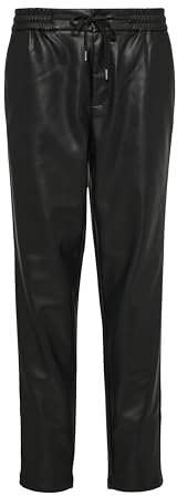 s.Oliver Damen Jogpants – Lederimitat, Relaxed Fit, Elastikbund