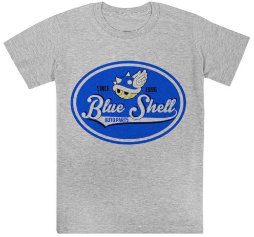 Générique Blue Shell Auto Parts T-Shirt Gris Enfant Regular Manches Courtes