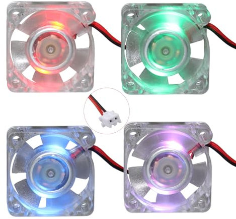 Jopto 4PCS 3D Printer Blower Fan 3010 DC Brushless 24V 30x30x10mm Mini Color RGB LED Light Hydraulic Bearing Fan With 2 Pin Terminal for 3D Printer Extruder Makerbot MK7 MK8 With 28cm 11.02inch Cable