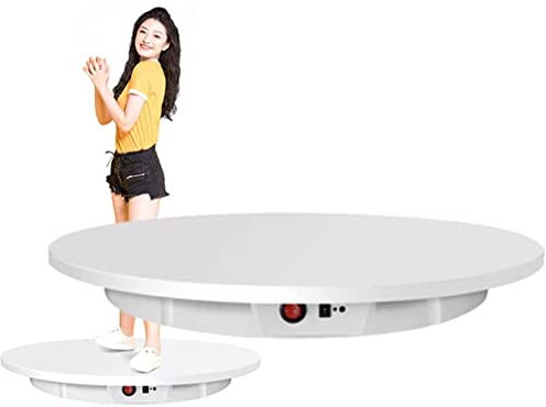 BAOSHIDAER Elektromotorisierte rotierende Turntable -Anzeigeständer mit Fernbedienung, 60 cm 150 kg/330 lb Kapazität, automatische Drehplattform, für 360 -Grad -Bilder, Produktdisplay, Weiß