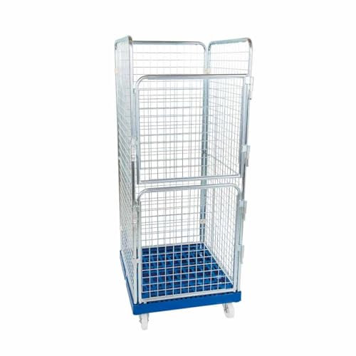 Sammelrollbehälter, 4-seitig, Nutzhöhe 1.585 mm, Rollplatte aus Kunststoff, 724 x 815 x 1.800 mm, 500 kg, Recycling Schwarz