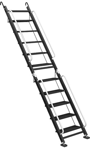 Bodentreppe Metall-Hochbett Leiter Zur Wandmontage, Platzsparende Doppel-Steigleiter, Dachbodentreppen, Mit Armlehnen Rutschfesten Füßen für Wohnheim, Bibliothek, Bett, Deck(300cm/118in)