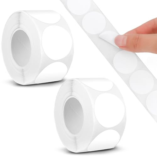 cobee Etiketten Rund 25mm, 1000 Stück Runde Aufkleber Klebepunkte Selbstklebende Runde Aufkleber Punktaufkleber Etiketten Markierungspunkte Markierungspunkte Zum Beschriften(25mm Weiß)