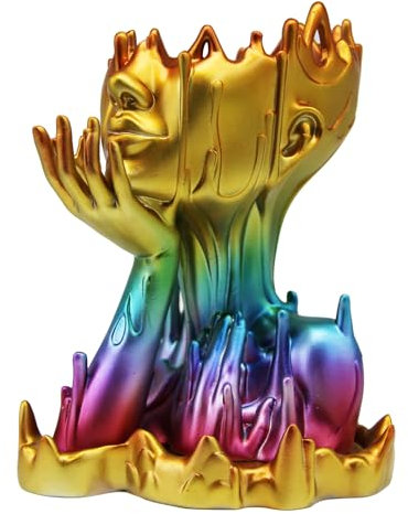 Poranlem Blumentopf mit geschmolzener Frau, Göttinnenkopf, für den Innenbereich, Medusa-Gesicht, Blumentopf mit Drainage und Tablett, einzigartiger Sukkulententententopf, Geschenk für Heimdekoration,