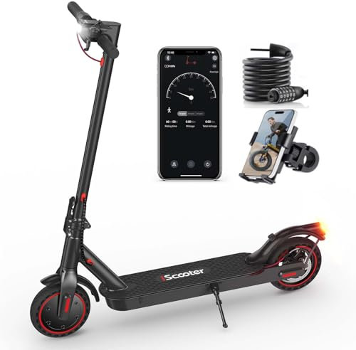 iScooter i9 Patinete Electrico Plegable para Adolescentes Y Adultos, 350W Motor, Autonomía 22-30KM, Control por App, 6/15/25KM/H, 7.8AH Batería, 8.5 Neumático, Frenado Dual, Desplazamientos Diarios
