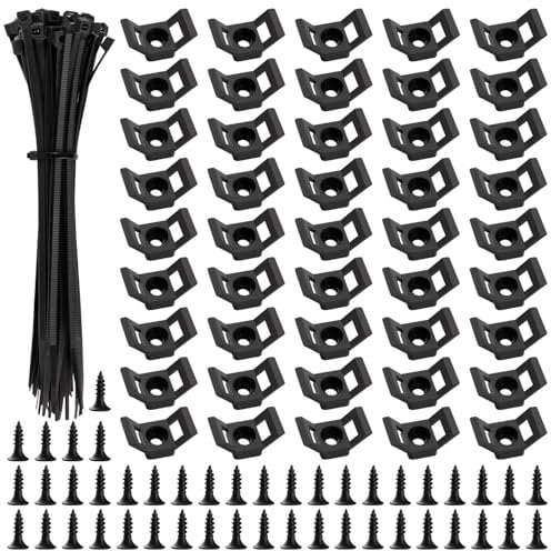 VooGenzek 45 Sets 12.5 * 15.5 mm Saddle Type Cable Tie Mount Bases, Saddle Type Mount Wire Holder, with M3.5 Screws and Cable Ties, for Wire and Cable Tidy, Black