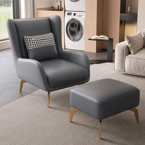 Indoor Recliner Reading Chair with Ottomane - Modern Accent Sessel Lounger for Living Room, Bedroom in Vibrant