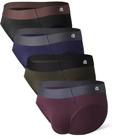 DAVID ARCHY Lot de 4 slips en bambou super doux, confortables et légers pour homme, Bleu foncé + vert + noir + rouge, S