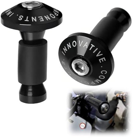 Wonvify Motorrad-Lenkerendkappen, 1 Paar CNC Aluminium für Universal 22 mm 7/8 Zoll Motorradgriff Schiebeenden Stöpsel unverzichtbares Zubehör für Motorradgriff, Schwarz