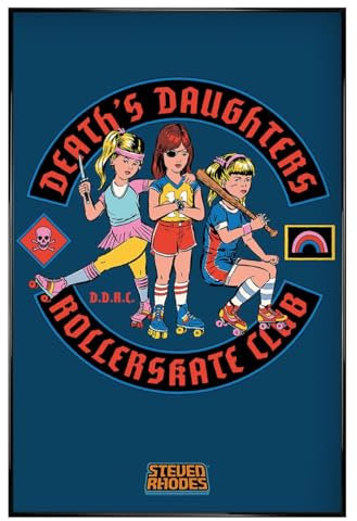 Steven Rhodes Maxi-Poster, Motiv: Death's Daughters Rollerskate Club, glänzend, gerahmt, 61 x 91,5 cm