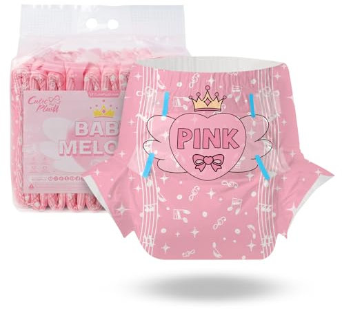 CutiePlusU Windeln für Erwachsene 10 Stück, Einweg-Inkontinenzslip mit Laschen für Frauen und Männer, maximale Saugfähigkeit über Nacht- Kleiner Musiker (Mittel 28-38)