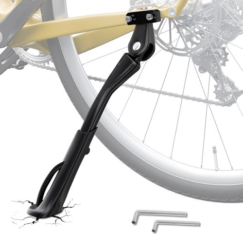 NICEDACK Fahrradständer 40mm Lochabstand M6 Schrauben, Fahrrad Ständer mit Löchern 26-29 Zoll, Höhenverstellbarer Fahrrad Seitenständer, Hinterbauständer für E-Bike und MTB