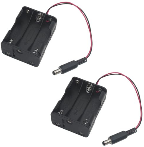 OZXNO 2 Pcs 6xAA Power Box 6V Black Battery Pack Holder Case Box with DC Plug Barrel Jack Connector for Wireless Camera Halloween LED Light Strip