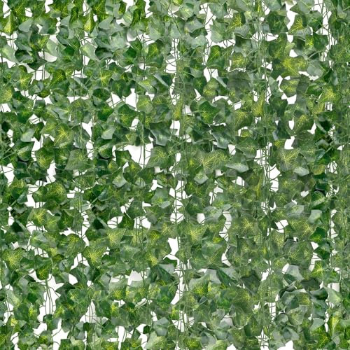DazSpirit Pianta Artificiale Edera 60 Pezzi Edera Finta, 126m Pianta Artificiale Rampicante Ghirlanda Esterne per Casa, Giardino, Cucina, Festa di Matrimonio e la Decorazione della Parete di Giardino