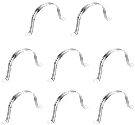 sourcing map 8Pcs Rigid Pipe Straps, 100mm(3.94) 201 Stainless Steel 2 Hole U-Shaped Bracket Tube Hanger Pipe Clamps for Fixing Pipe Cable