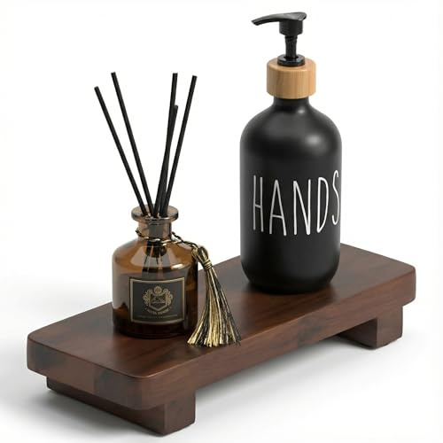 Acacia Wood Pedestal Soap Stand 9.8x4 Inches, 100% Solid Wood Riser, Candle Plant Holder, Soap Dish Holder Decor, Display Tray for Kitchen Bathroom Counter Sink Farmhouse Decor (Dark Brown)
