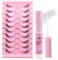 Demi Faux Cils 3D Volume Russe 10 Paires Cils Faux Cils Naturel Fluffy Imitation Mink Bande Transparente False Lashes et Strip Lashes Adhesive FADVAN(BY001)