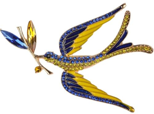 Bemvp Ukrainische Flagge Friedenstaube Weizen Brosche Emaille Schwalbe Pin Unisex Anstecknadel Schmuck Geschenk, Metall, Schmuckzubehör