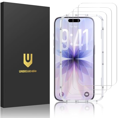 UNBREAKcable für iPhone 17 für Panzerglas 6,3 Zoll 9H+ Stoßfest Schutzglas | 3 Stück, Full Screen, Blasenfrei, Anti-Fingerabdruck, Kratzfest, Einfache Installation, Hüllenfreundlich, HD klar