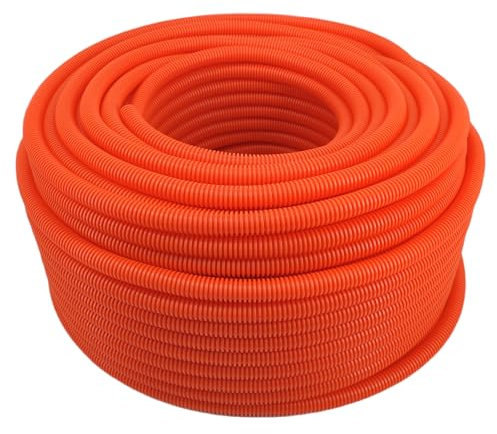 320N Wellrohr zum Betonieren Halogenfrei Selbstverformend Orange mit Pilot und Schmierung M16 M20 M25 M32 M40 M50 (Ø 20 mm außen/Ø 15 mm innen / 100m)