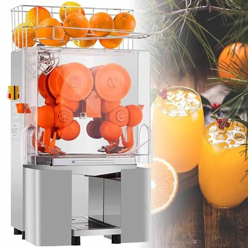 Automatic Commercial Orange Juicer Machine, 120W Extr-Actor with Pull-Out Filter Box, SUS 304 Tank, PP Cover, Two Peel Buckets - High Reliability, Safety Features, Easy to Clean