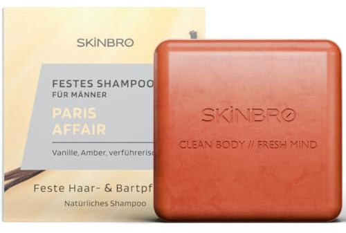SKINBRO® Festes Shampoo Männer — Shampoo Bar für Herren - Vanille | Verführerisch Made in Germany - Veganes & Nachhaltiges Duschseife Männer - Duschpflege für Haar, Gesicht & Körper