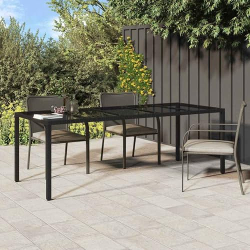 MOBCANT Garten-Eßtisch Reines Schwarz 250 x 100 x 75 cm Poly Rattan, Balkontisch Balkon Tisch Terrassentisch Stehtisch Geeignet für Rasenfläche Garten Park Balkon