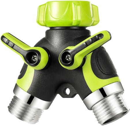 CANIGHT Raccordo per Tubo da Giardino in Lega di Zinco e TPR Doppia Uscita Y, Connettore Rapido 3/4 per Flusso d'Acqua Simultaneo, per Irrigazione Esterna
