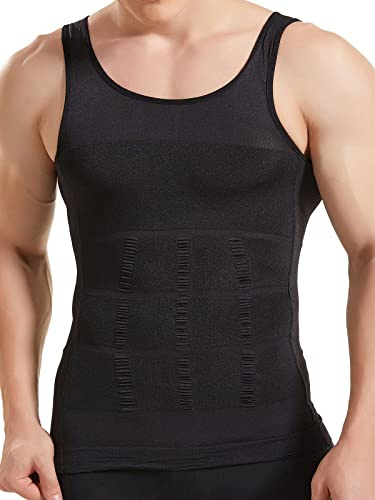 HANERDUN Canotta Contenitiva Uomo Canottiera Compressione Modellante Maglietta Intimo Maglia Pancia Piatta Traspirante Senza Maniche Sportivo Biancheria Intima