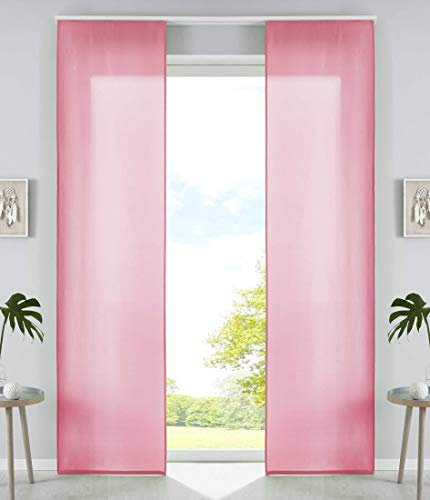 Gardinenbox 85600N2 - Lot de 2 Rideaux coulissants en Microfibre - avec Chariot de Panneau et Barre de lestage - Rose Mat - 245 x 60 cm (H x l)