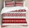 ABAKUHAUS rot Bettbezug Set für Einzelbetten, Ukrainisch Akzente, Milbensicher Allergiker geeignet mit Kissenbezug, 230 x 220 cm - 70 x 50 cm, Rot Schwarz Weiß