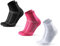 DANISH ENDURANCE Chaussettes de Running Longue Distance, Anti-Ampoules, Soutien Voûte Plantaire, 3 Paires, Multicouleurs (1x Noir, 1x Rose, 1x Blanc), 35-38