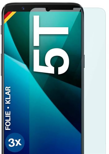 moex für OnePlus 5T Schutzfolie Displayschutz Folie Ultra-klar HD 0,2 mm kompatibel mit jeder Hülle, Anbringen ohne Blasen, Handyfolie Extra Kratzfest, FlexProtect 3 Stück