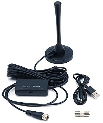 DollaTek Antena de TV digital 1080P HD amplificada para interiores HDTV con amplificador VHF/UHF