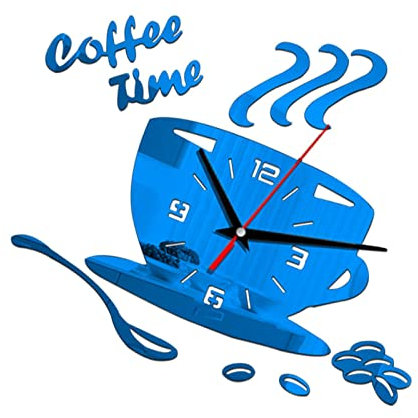 Coffee Cup 3D Wall Clock | Decorative Wall Clock Kitchen Decor | Coffee Time Creative Wall Clocks, Acrylic Clock Decoration, Battery Operated, Easy to Read A/a