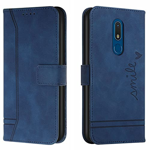 Lihondar Coque pour Nokia C3, Etui Portefeuille Nokia C3, Protection Portefeuille Etui à Rabat Housse en Cuir PU avec [Antichoc TPU] [Fermoir Magnétique] Flip Pochette Housse pour Nokia C3 (Bleu)
