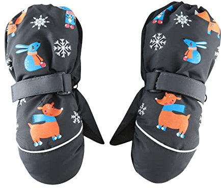 Innerternet Winterhandschuhe Kinder Wasserdichte Handschuhe Jungen Mädchen Kinderhandschuhe Skihandschuhe Thermohandschuhe Winddicht Fäustling mit Klettverschluss Schöner Druck für 1-6 Jahre
