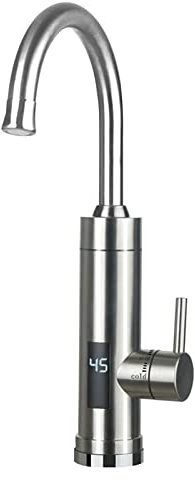 Wasserhahn Küche Edelstahl Elektrische Küchenarmatur, 220V 3000W Sofortiger Warm Spültischarmatur, LED Temperaturanzeige Smart Heater Armatur Durchlauferhitzer Warmwasserhahn