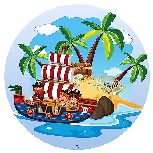 J&M DECO Tortenaufleger Pirat – essbare Tortendeko Ø 20 cm – Kuchenaufleger für Piraten Kindergeburtstag – Tortenbild auf Zuckerpapier – gebrauchsfertig – Made in EU