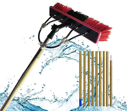 Witriolik 12m Spazzola Telescopica Alimentata ad Acqua per Pulizia di Pannelli Fotovoltaici, Kit Pulizia Pannelli Fotovoltaici Palo di Pulizia Finestre Testa della Spazzola 55cm