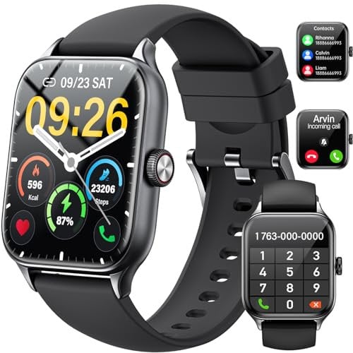 ANDFZ Smart Watch (Answer/Make Call), 1.85 TFT HD Display Fitness Watch for Women Men with Pedometer, Heart Rate, SMS Reminder, Voice Assistant, Multiple sports modes (Black)