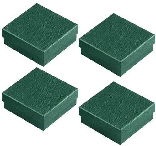 Tarocat Jewellery Schmuck Geschenkbox, 4 Stücke Schmuck-Geschenkboxen Mit Deckel, Schmuck Geschenkboxen, Schmuckschatulle Klein, Boxen Für Schmuckverpackung, 9X9X6Cm Grün