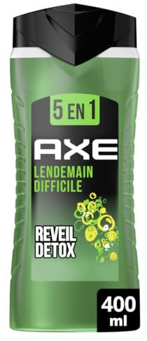 AXE - Duschgel für Herren, 5-in-1, Lendemain Schwierig, 24 Stunden feuchtigkeitsspendend, 87% Inhaltsstoffe natürlichen Ursprungs, Zitrusduft, 400 ml