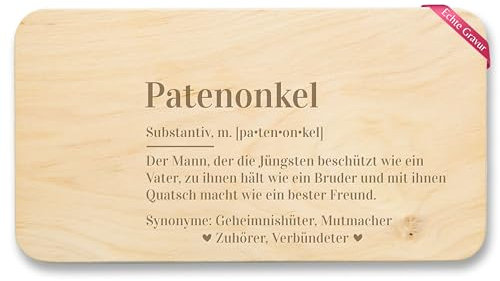 Frühstücksbrettchen Holz Natur - Onkel - Frühstücksbrett - Patenonkel Definition | Geschenk für Pate | Geschenkidee für Taufpate | Pateneltern - 22x12 - Holz - paten geschenke onkelbrett uncle