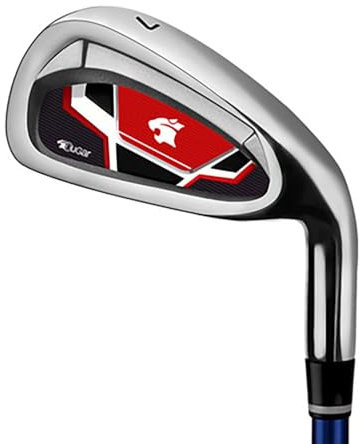 Mazza da golf n. 7 per principianti - Impugnatura in gomma, manico in carbonio/acciaio - Mazza perfetta per uomini e donne (rosso,con asta in carbonio)