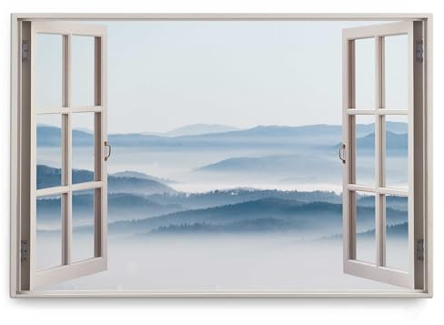 Paul Sinus Wandbild 120x80cm Fensterbild Landschaft Nebel Berge Wald Natur